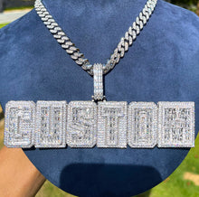 Load image into Gallery viewer, Conjoined Baguette Block Name Pendant