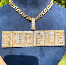 Load image into Gallery viewer, Conjoined Baguette Block Name Pendant