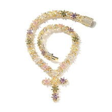 Load image into Gallery viewer, Round Flower Infinity Cross Necklace (15mm)