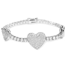 Load image into Gallery viewer, Tennis Bracelet w/ Heart charm