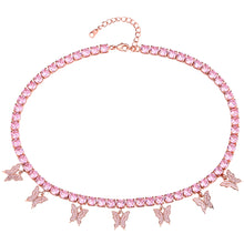 Load image into Gallery viewer, 4mm Tennis Necklace w/ Butterflies