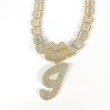 Load image into Gallery viewer, Anniversary Baguette Kisses Bail Name Pendant