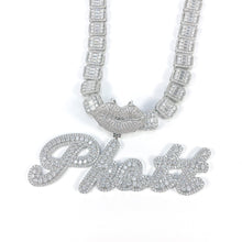 Load image into Gallery viewer, Anniversary Baguette Kisses Bail Name Pendant