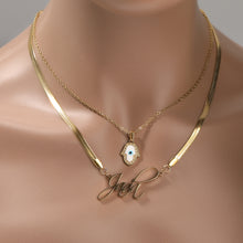 Load image into Gallery viewer, Name & Evil Eye name necklace