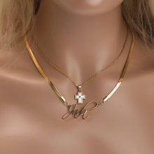 Load image into Gallery viewer, Name & Evil Eye name necklace