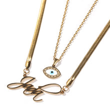 Load image into Gallery viewer, Name & Evil Eye name necklace