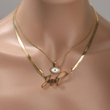 Load image into Gallery viewer, Name & Evil Eye name necklace