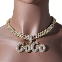 Load image into Gallery viewer, Cursive Baguette Name Pendant