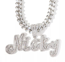 Load image into Gallery viewer, Cursive Baguette Name Pendant