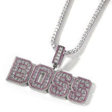 Load image into Gallery viewer, Medium Baguette Block Name Pendant (Pink/Blue)