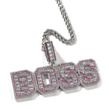 Load image into Gallery viewer, Medium Baguette Block Name Pendant (Pink/Blue)
