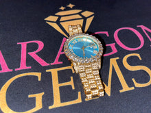 Load image into Gallery viewer, Iced out Boss Babe watch Baby blue edition