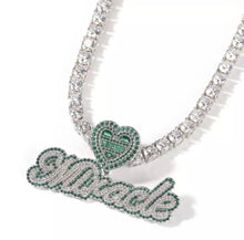 Load image into Gallery viewer, Small Cursive Triple Layer Heart Name Pendant