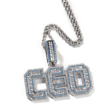 Load image into Gallery viewer, Medium Baguette Block Name Pendant (Pink/Blue)