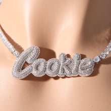 Load image into Gallery viewer, Iced out Tennis/Cuban Name necklace