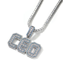 Load image into Gallery viewer, Medium Baguette Block Name Pendant (Pink/Blue)