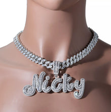 Load image into Gallery viewer, Cursive Baguette Name Pendant