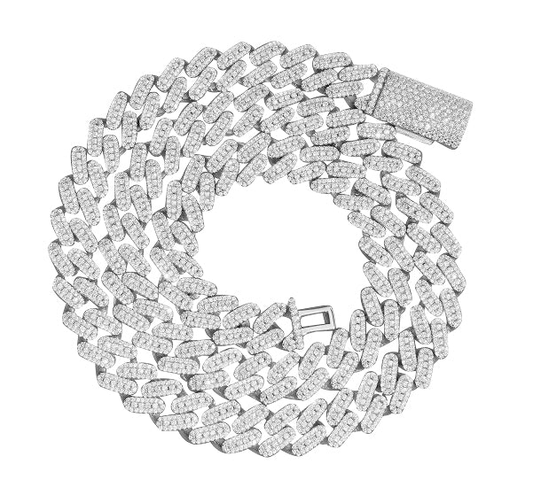 10mm Round Baguette Cuban Necklace