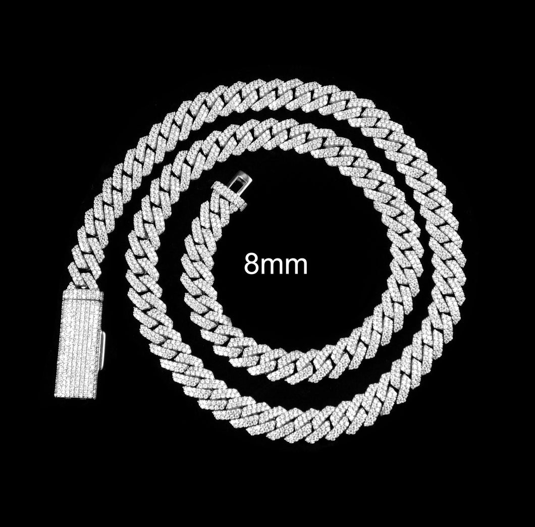 2 Row Prong Cuban Link Necklace (8mm/10mm/12mm/14mm)