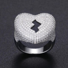 Load image into Gallery viewer, 925 Silver Heart/Broken Heart Ring
