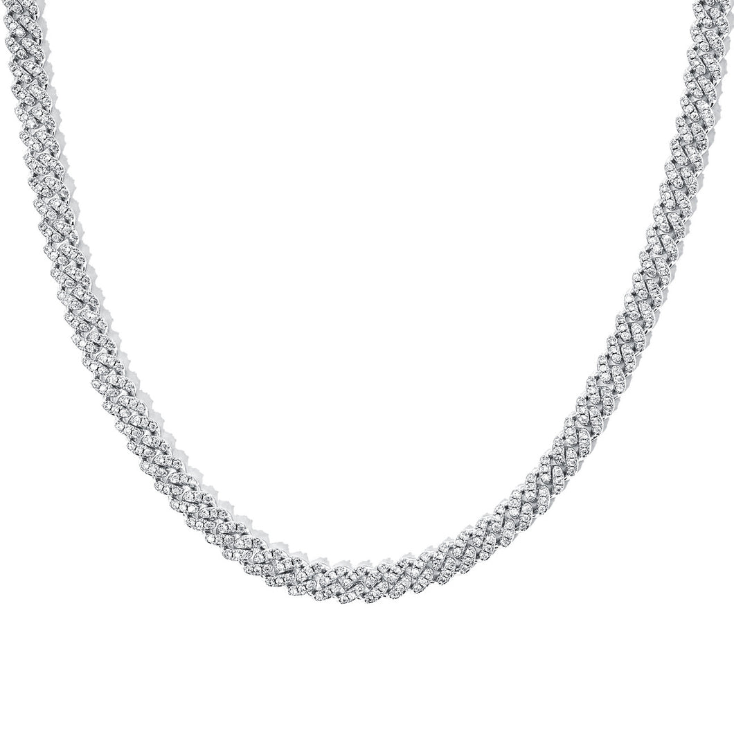 Single Row Prong Cuban Link Necklace (6mm/8mm)