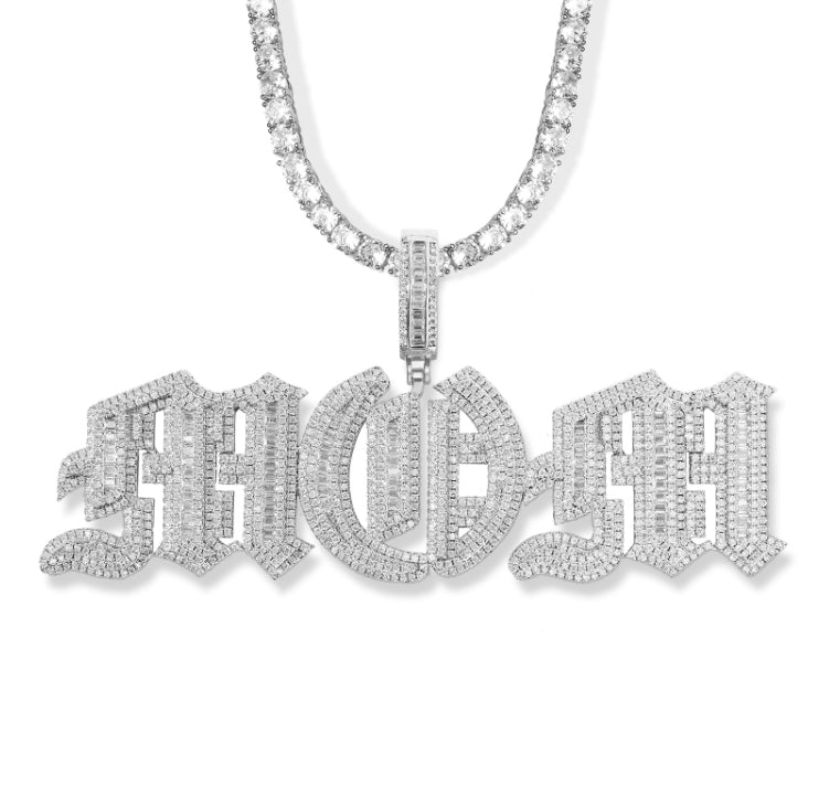 Iced Out Old English Name Pendant