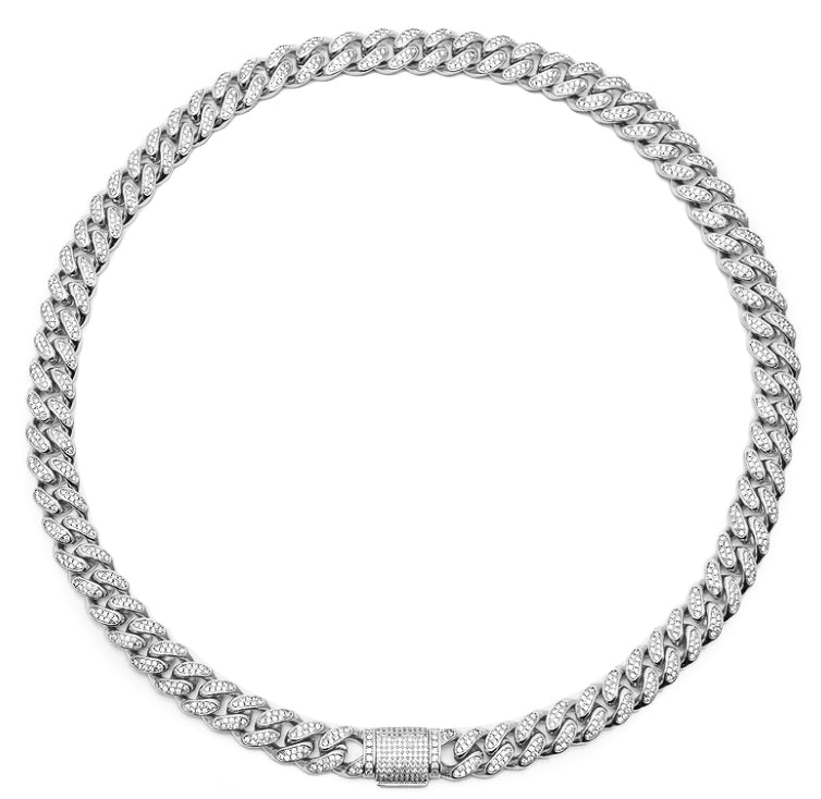 Cuban Link Iced out necklace (12mm) in White Gold (24”)