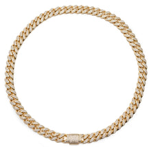 Load image into Gallery viewer, Cuban Link Iced out necklace (12mm) in yellow Gold (24”)
