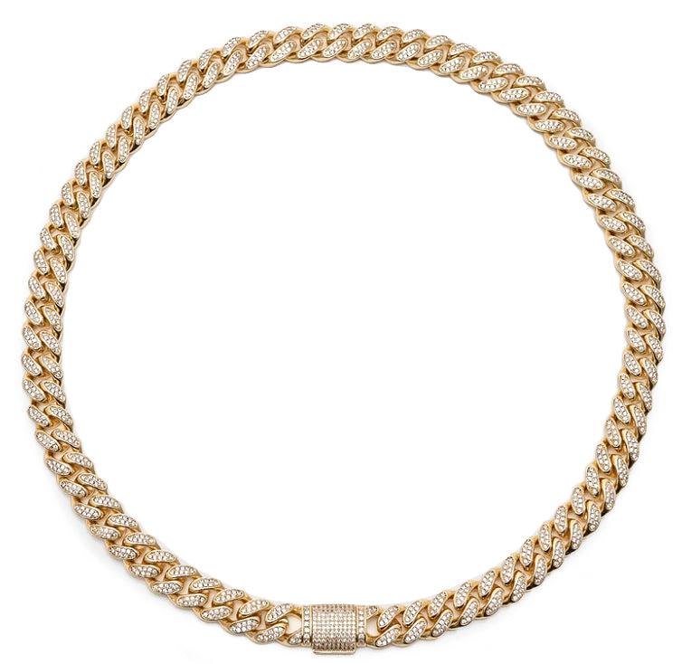 Cuban Link Iced out necklace (12mm) in yellow Gold (24”)