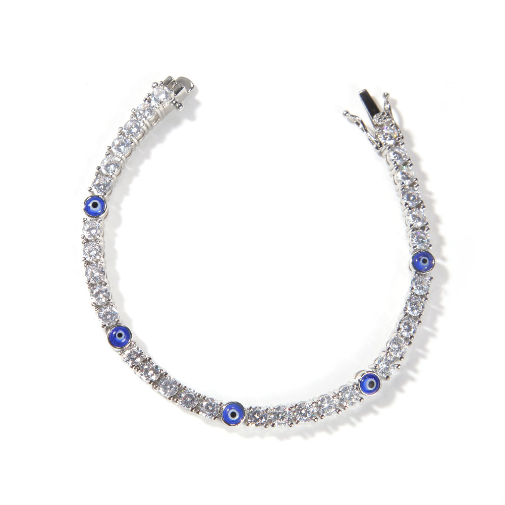 Evil Eye Tennis Anklet (4mm)