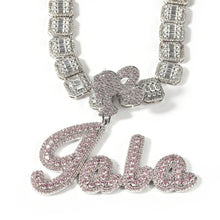Load image into Gallery viewer, Anniversary Baguette Barbie Bail Name Pendant
