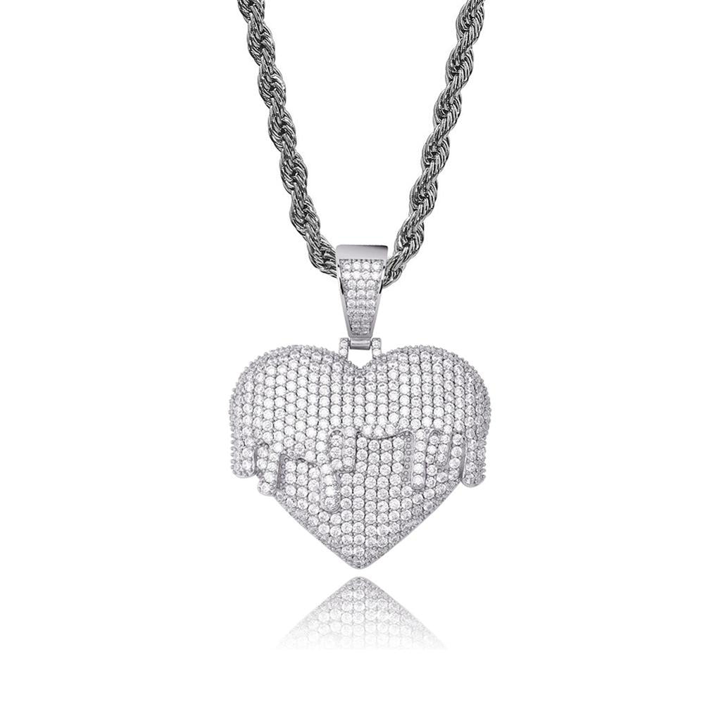 White Gold Drippy Heart