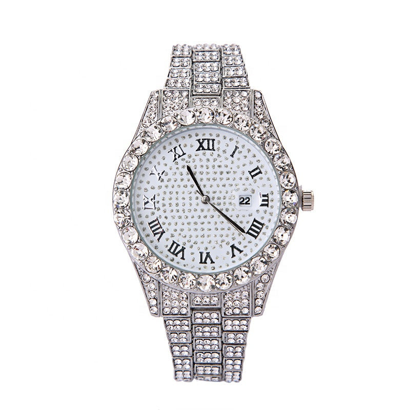 Iced Out White Dial Watch