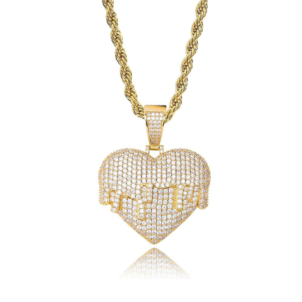 Yellow Gold Drippy Heart