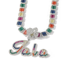 Load image into Gallery viewer, Anniversary Baguette Barbie Bail Name Pendant
