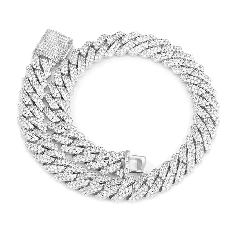 Diamond Prong Link Necklace (14mm) White Gold