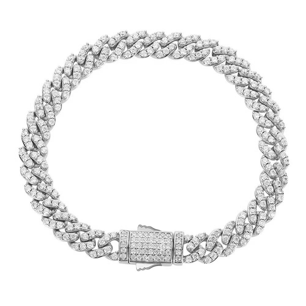 Diamond Prong link Bracelet (9mm)