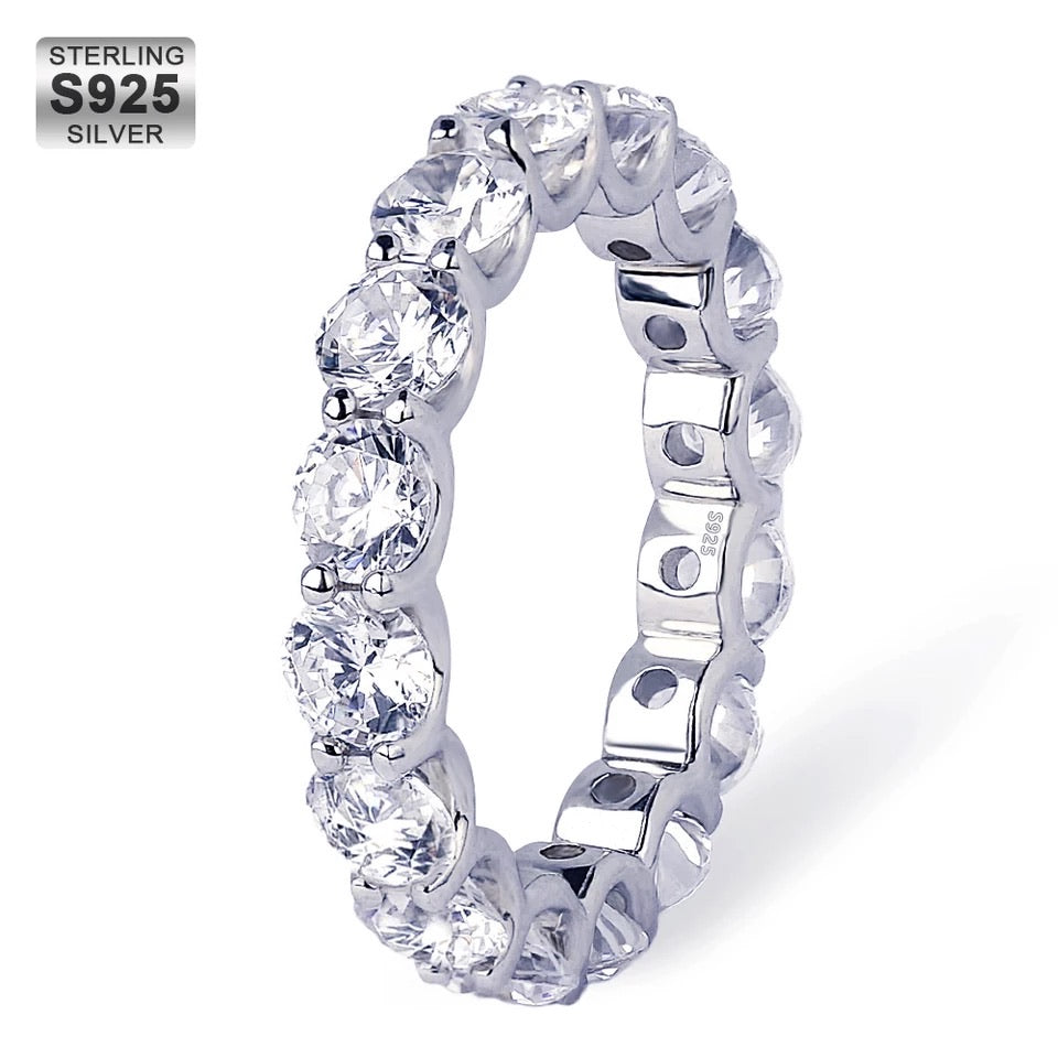 925 Sterling Silver Round Cut Diamond Ring