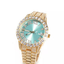 Load image into Gallery viewer, Iced out Boss Babe watch Baby blue edition
