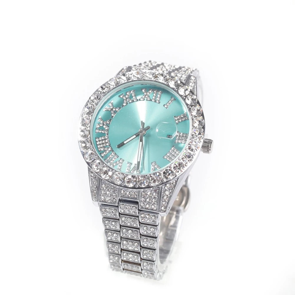 Iced out Boss Babe watch Baby blue edition