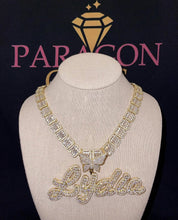 Load image into Gallery viewer, Anniversary Big 2 layer Name Pendant (Regular/Butterfly/Heart Bail)
