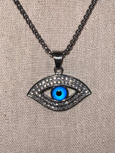 Load image into Gallery viewer, Evil Eye necklace (White gold)
