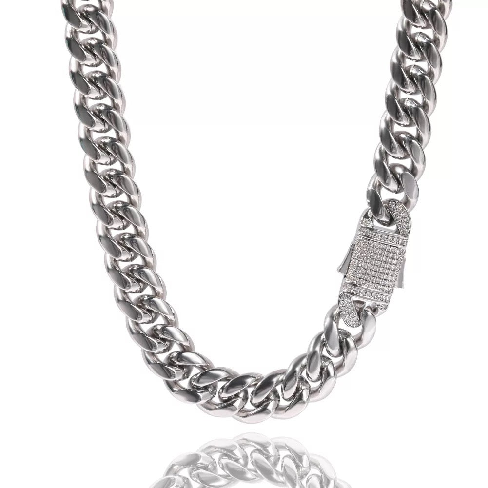 Cuban Link Necklace w/  Iced Out Clasp (12mm)