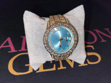 Load image into Gallery viewer, Iced out Boss Babe watch Baby blue edition
