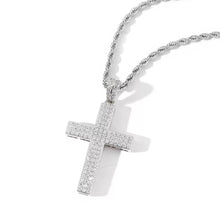 Load image into Gallery viewer, Triple Row Diamond Cross Pendant
