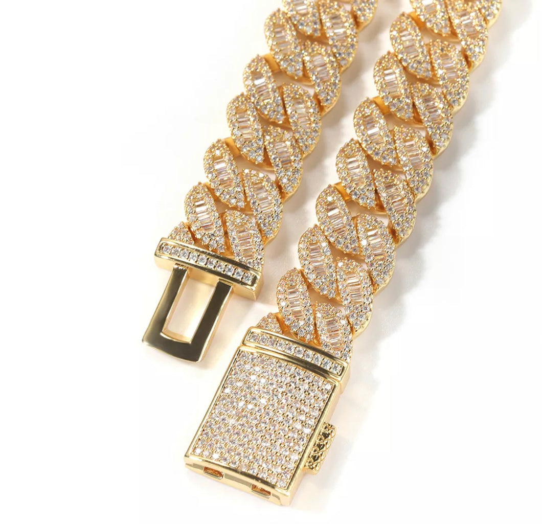 Cuban link baguette bracelet (13mm)