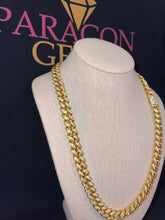 Load image into Gallery viewer, Cuban Link Iced out necklace (12mm) in yellow Gold (24”)
