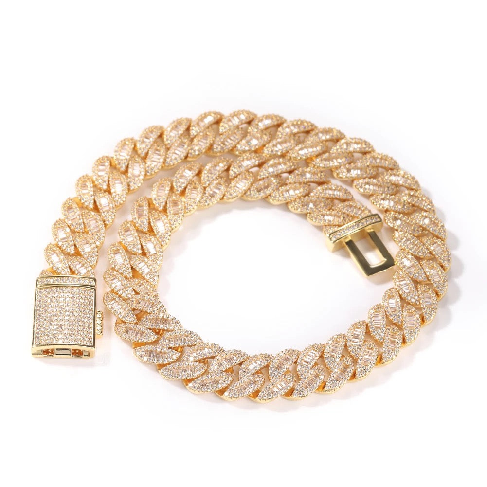 Baguette Cuban Link Necklace (13mm)