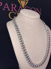 Load image into Gallery viewer, Cuban Link Iced out necklace (12mm) in White Gold (24”)
