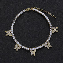 Load image into Gallery viewer, 4mm butterfly tennis anklet
